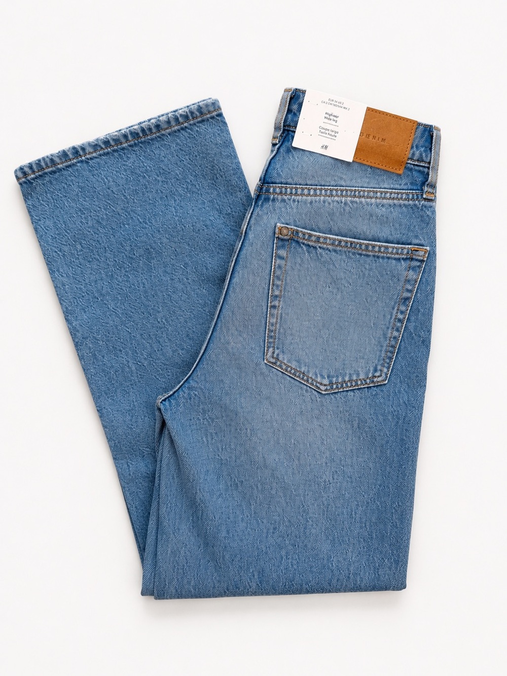 H&M &Denim Woman’s Ultra High Waist Wide Leg Jeans Light Wash Size 2 NWT